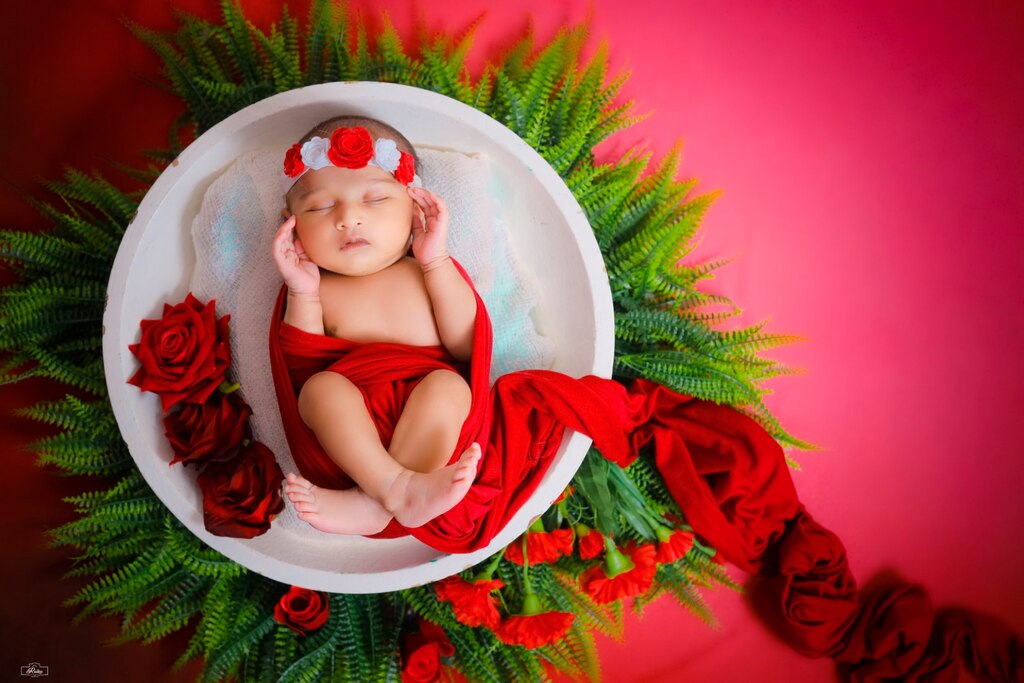 Newborn Red Wrapping With Bowl Setup 118